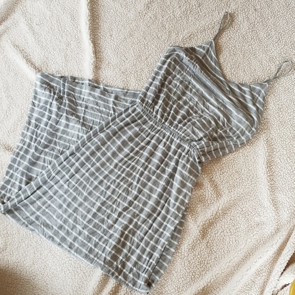 Grey and white striped maxi dress